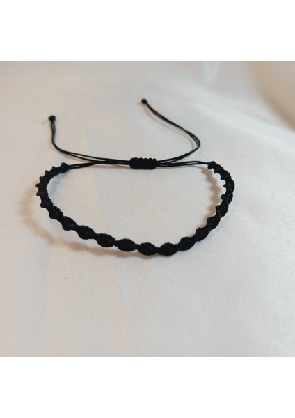 Siyah Spiral Makrome Örgü İp Bileklik, Suya Dayanıklı Makrome Bileklik, Asansörlü Ayarlanabilir El Yapımı Unisex Bileklik, Makrome Bileklik, Örgü Bileklik, İp Bileklik, Hediyelik Takı