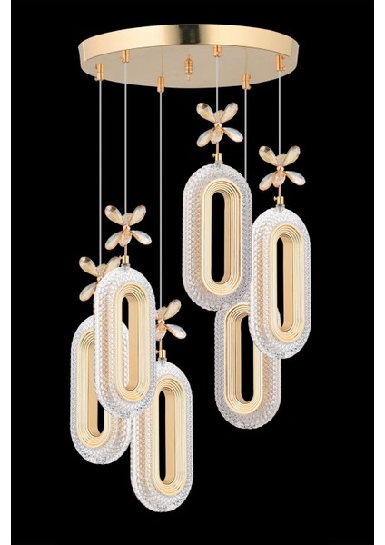 SERRA 6LI GOLD 3 Renk LED ISIKLI SALON MUTFAK OTURMA ODASI ANTRE AVİZE fiyatları