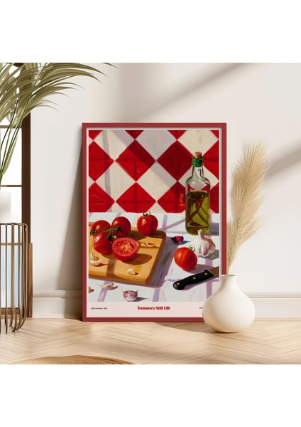 Kırmızı Ahşap Çerçeveli Tek Parça Poster Tablo TK/1411
