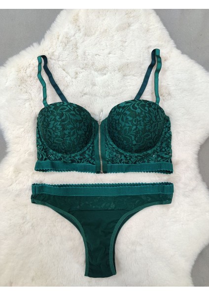 Ekonomik Önden Açılan Fermuarlı Dantel Detaylı Soft Dolgulu Sütyen - Iç Çamaşır Takımı fiyatları