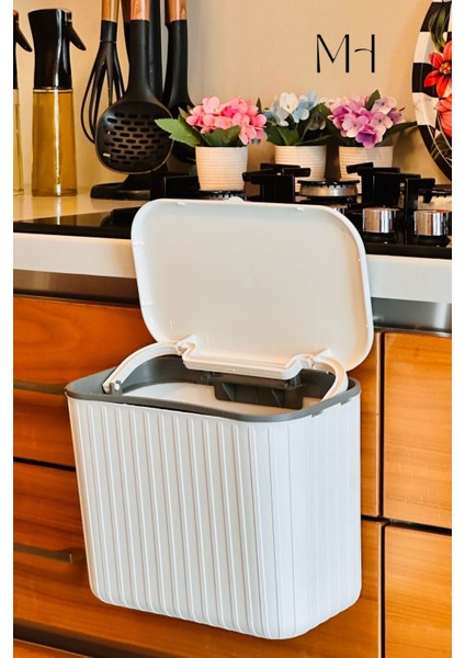 Pratik Askılı Çöp Kovası, Beyaz, Çift Yönlü Kapaklı, 8 Litre Kapasite modelleri