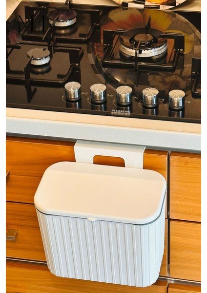 Pratik Askılı Çöp Kovası, Beyaz, Çift Yönlü Kapaklı, 8 Litre Kapasite fırsatları