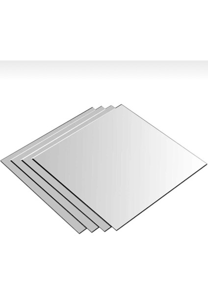 Şık Gümüş Pleksi Kare Ayna, Kendinden Yapışkanlı, 20X20 Cm, 4 Adet modelleri