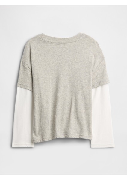 Erkek Bebek Gri Grafik Baskılı T-Shirt modelleri