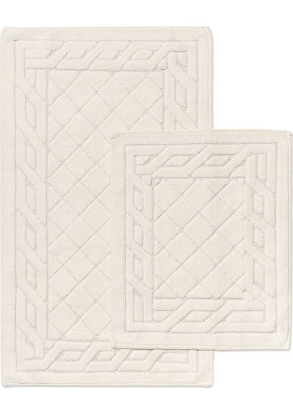 Baklava Desenli 2'li Pamuk Banyo Paspas Seti, Şık ve Rahat Kullanım