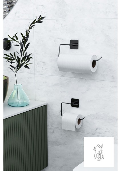 Yapışkanlı Siyah Rulo Kağıt Havluluk ve Peçetelik Seti, 2'li