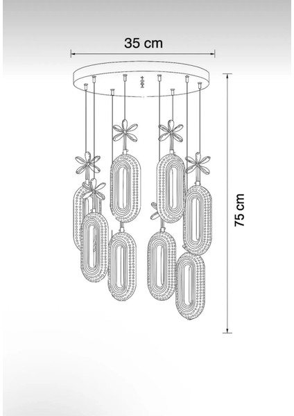 SERRA 8Lİ GOLD 3 Renk LED ISIKLI SALON MUTFAK OTURMA ODASI ANTRE AVİZE modelleri