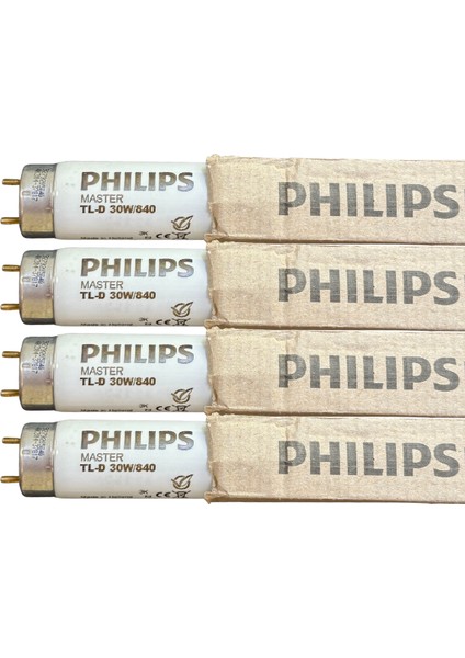 (4 Adet) Philips 30W 840 Günışığı (4000K) G13 DUYLU T8 Floresan