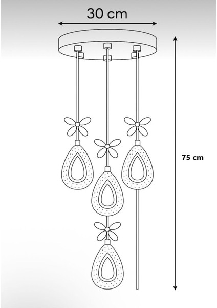 DAMLA KROM 4LÜ 3 Renk LED ISIKLI SALON MUTFAK OTURMA ODASI ANTRE AVİZE modelleri