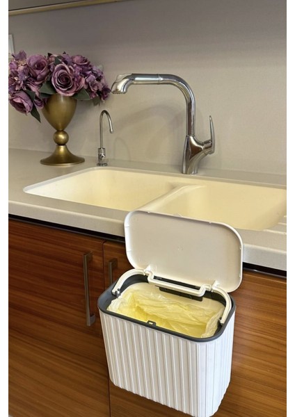 Beyaz 8l Askılı Çöp Kovası, Çift Yönlü Kapaklı, Şık ve Pratik Kullanım Sağlar indirimleri