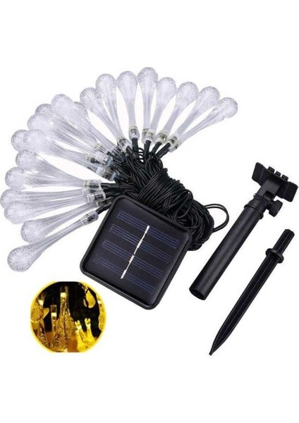 20W Güneş Enerjili Su Damlası LED Işık Zinciri, Bahçe Dekoru, 5m, 7 Mod, IP65