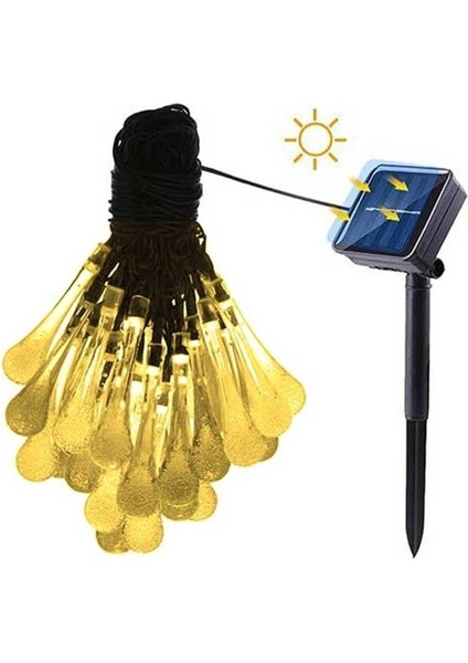 20W Güneş Enerjili Su Damlası LED Işık Zinciri, Bahçe Dekoru, 5m, 7 Mod, IP65 indirimleri