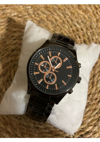 Erkek Kol Saati Çelik Kordon Siyah Renk 6043