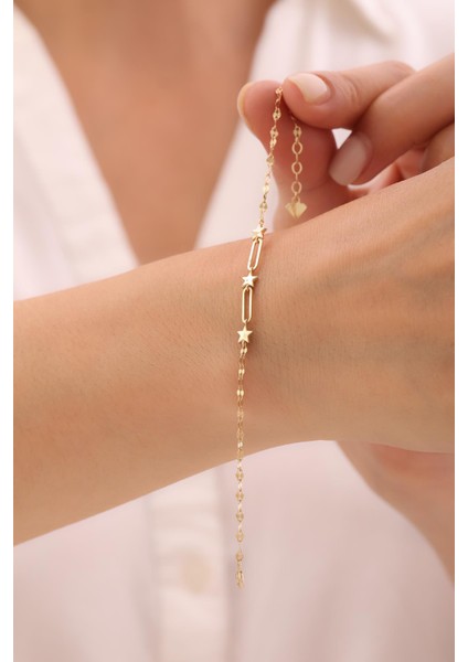 14 Ayar Aynalı Zincir Yıldız Bileklik modelleri