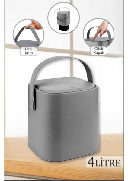 4 Lt Antrasit Renkli Sihirli Çöp Kovası, Şık ve Kullanışlı Tasarım