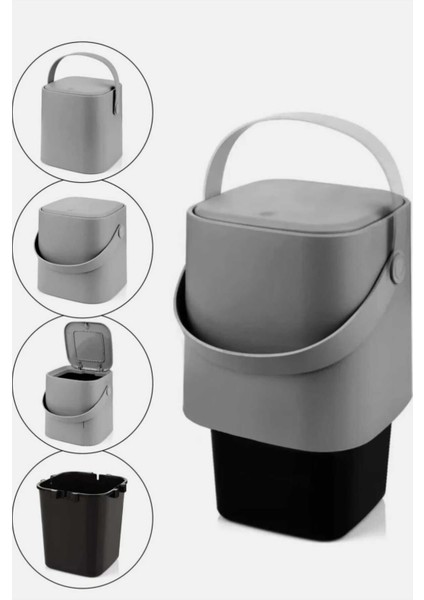 4 Lt Antrasit Renkli Sihirli Çöp Kovası, Şık ve Kullanışlı Tasarım indirimleri