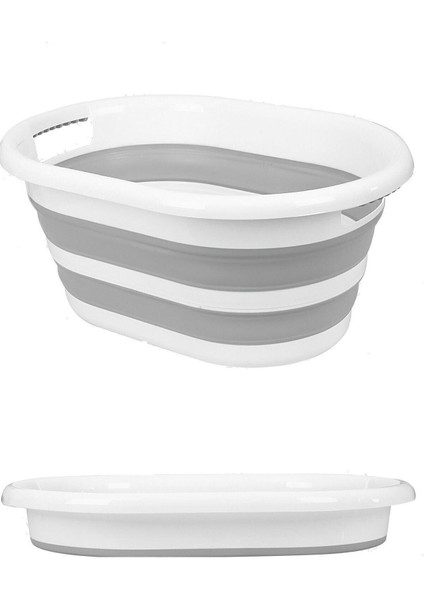 Beyaz Katlanabilir Çamaşır Sepeti, Pratik ve Hafif, Kullanışlı Ev Gereci