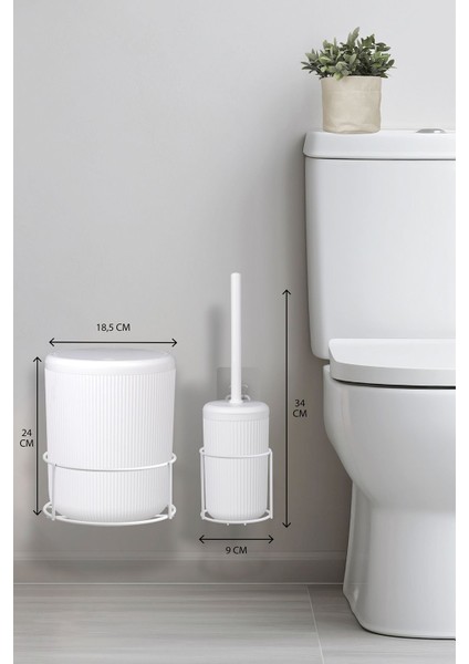 Beyaz Yuvarlak Mini Wc Kova ve Fırça Seti, Şık ve Kullanışlı Temizlik Takımı indirimleri