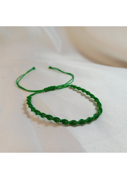 Unisex Yeşil Makrome Örgü Asansörlü Ayarlanabilir Bileklik, Spiral Makrome Örgü Ip Bileklik, Makrome Bileklik, Örgü Bileklik, Ip Bileklik modelleri