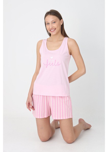 Pembe Çizgili Askılı Şortlu Pijama Takım fiyatları