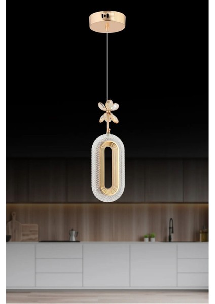 SERRA TEKLİ GOLD 3 REK LED ISIKLI Modern Sarkıt Mutfak Oturma Odası Salon Sarkıt Avize