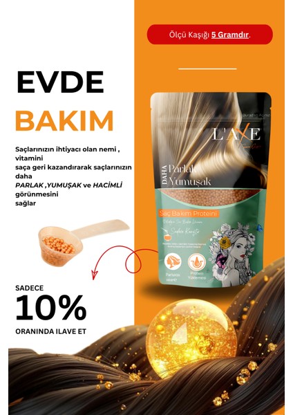 Boyadan Isıdan Işlemden Yıpranmış Kopmuş Saçlara Canlılık Terapisi - Laxe Saç Bakım Proteini 100 Gram