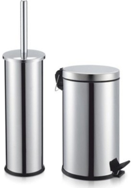 Paslanmaz Klozet Fırçası ve Çöp Kovası Seti, Şık ve Dayanıklı 3 Lt Krom Aksesuarlar