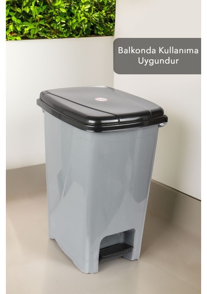 Şık Gri ve Siyah Kapaklı Slim Pedallı 40L Çöp Kovası, Pratik ve Modern Tasarım indirimleri