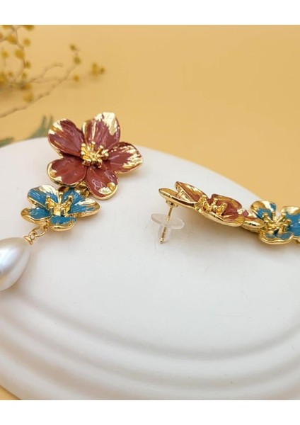 Lotus Mineli Damla Inci Küpeler modelleri