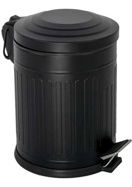12 Lt Vintage Serisi Amortisör Kapaklı Siyah Çöp Kovası (Banyo, Mutfak, Tuvalet, Balkon)