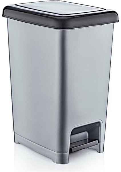 25 Lt Şık Pedallı Çöp Kovası Gri Siyah, Pratik ve Temiz Kullanım