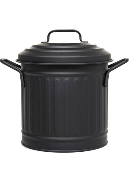 Siyah 4l Galvaniz Tezgah Üstü Çöp Kovası, 22CM, Dayanıklı ve Şık Tasarım