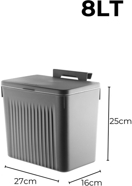 Gri 8l Askılı Fonksiyonel Çöp Kutusu, Pratik ve Şık Depolama Çözümü modelleri