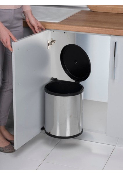 Şık Siyah Dolap Içi Çöp Kutusu 11 Lt, Temiz ve Kullanışlı Tasarım