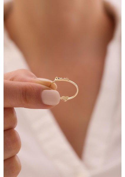 14 Ayar Minimal Love Yüzük fırsatları