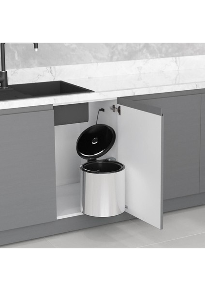Paslanmaz Çöp Kovası 10L Krom Siyah, Şık ve Dayanıklı Ev ve Ofis Kullanımı Için Ideal fiyatları