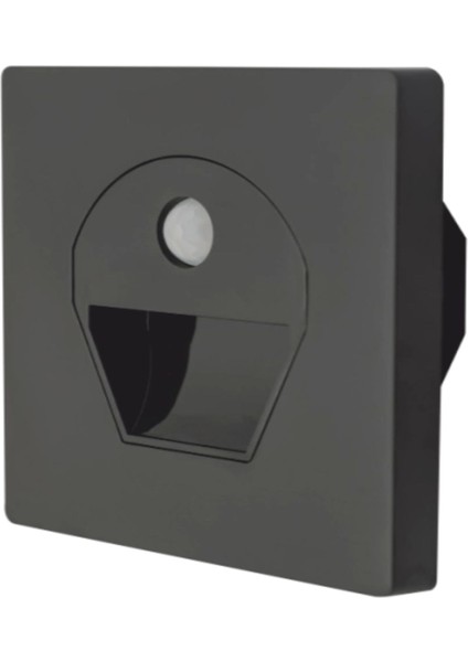 Sensörlü 1W Siyah Aydınlatma, 6400K Beyaz Işık, Koridor ve Alan Işıklandırması