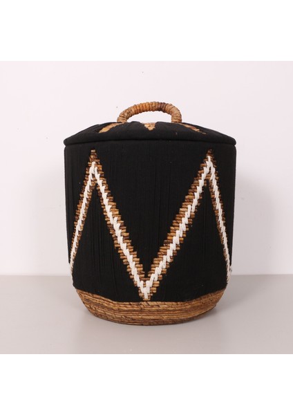 Mylamp Söke Makrome ve Doğal Abaka - Kapaklı Sepet 45X48 cm