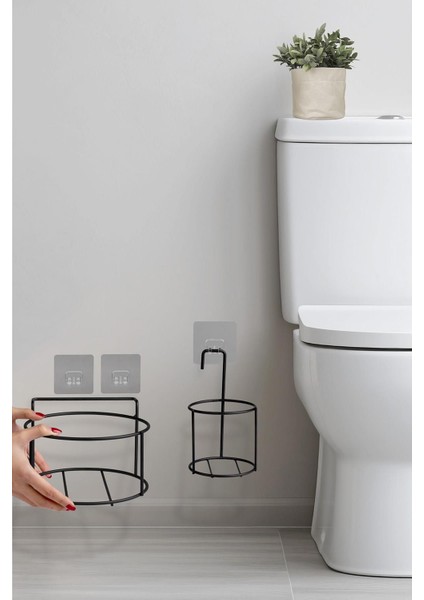 Şık Siyah Eko Magic Askılı Yuvarlak Wc Kova ve Fırça Seti modelleri