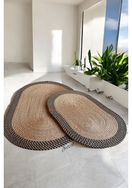 2'li Banyo ve Kapı Önü Paspası Seti, Kahverengi, 40X60-50X80