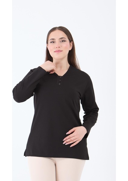 Kadın Orta Yaş ve Üzeri V Yaka Likralı Siyah Anne Penye Bluz fiyatları