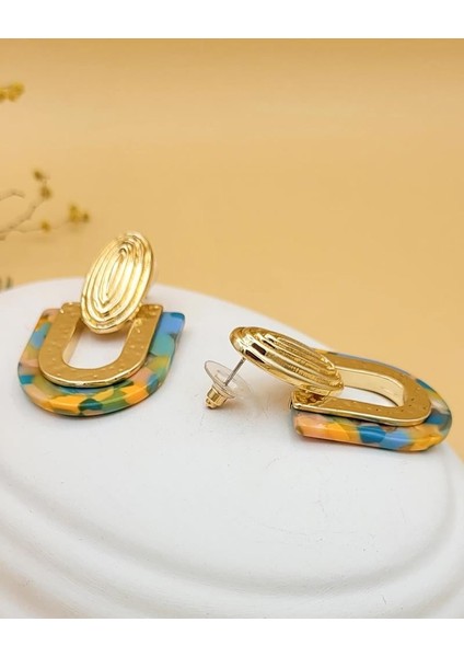 Asimetrik Geometrik Akrilik Yeşil Küpe modelleri