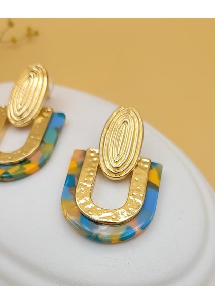 Asimetrik Geometrik Akrilik Yeşil Küpe indirimleri