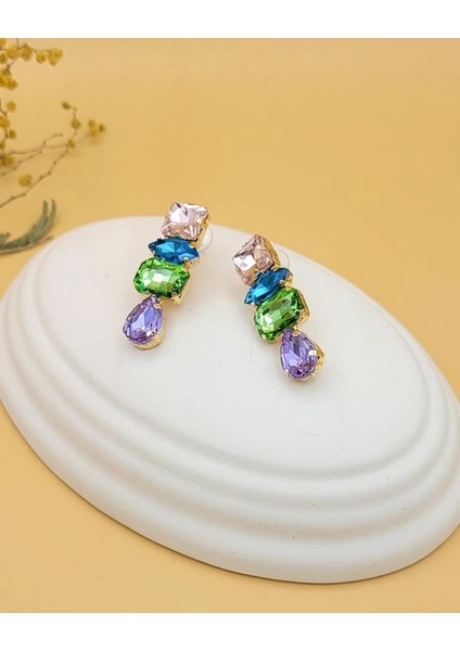 Renk Işıltısı Zirkon Taşlı Küpe fiyatları