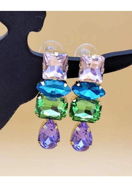 Renk Işıltısı Zirkon Taşlı Küpe modelleri