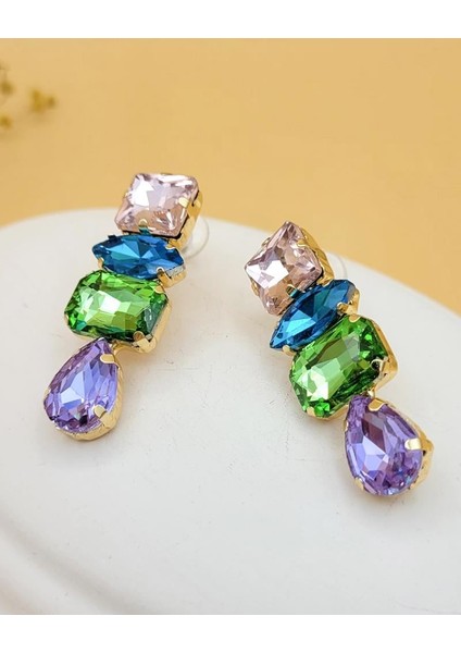 Renk Işıltısı Zirkon Taşlı Küpe indirimleri