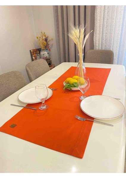 Sunrise Flame Keten Runner Masa Örtüsü 45X120 cm | El Yapımı Dekoratif Masa Şeridi fiyatları
