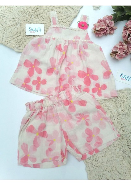 Çiçek Baskı Askılı&şortlu 2'li Takım Pembe - 5-6 Yaş fiyatları