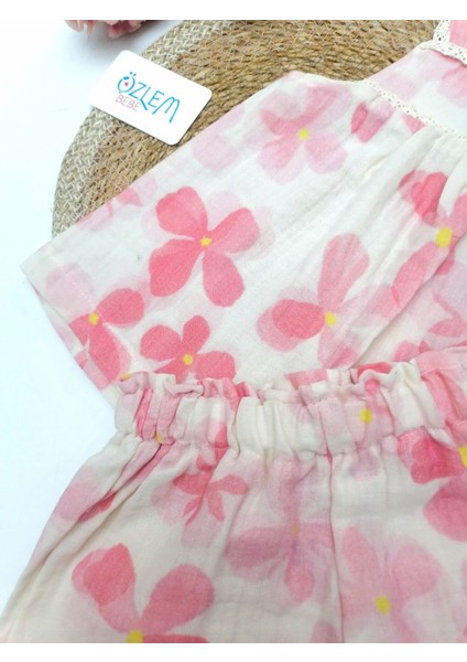 Çiçek Baskı Askılı&şortlu 2'li Takım Pembe - 5-6 Yaş modelleri