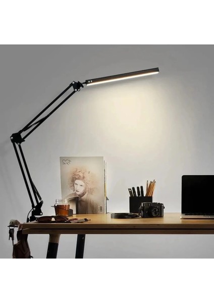 Katlanabilir LED Işık Masa Tutucu Mengeneli Metal 3 Renk Okuma Işığı Çalışma Masası Usbli modelleri